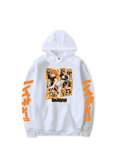 Beyaz Anime Haikyuu Hoodies Tişörtü Erkek/kadın Karasuno Fly Yüksek Grafik Streetweed Kazak Kış Sıcak Unisex Anime Tişörtü Beyaz