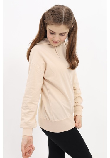 Toontoy Kız Çocuk Nakışlı Sweatshirt Bej