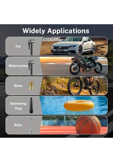 Motion003 Siyah 150psi Kablosuz Araba Lastik Pompası Motosiklet Bisiklet Hava Kompresörü