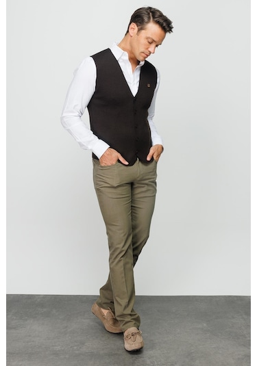 Erkek İnce Triko Düz Yelek K.kahve K.kahve