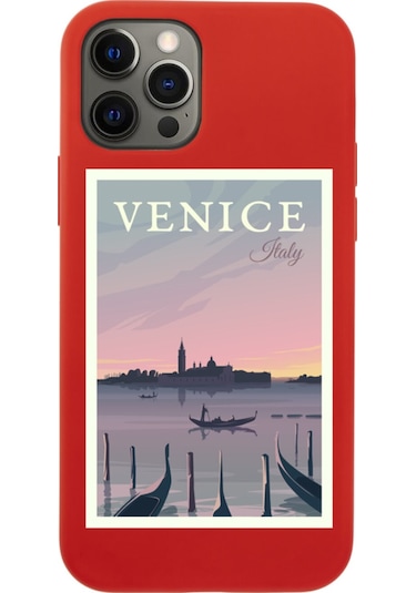 Iphone 12 Pro Venice Italy Tasarımlı Kırmızı Telefon Kılıfı Kırmızı65