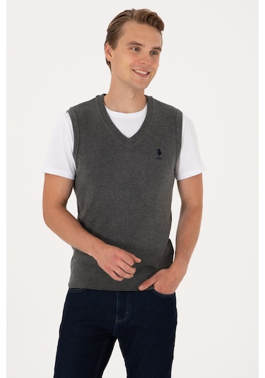 U.s. Polo Assn. Erkek Antrasit Melanj Süveter 50316843-vr081 Antrasıt Melanj