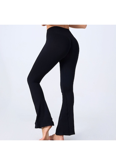 Geeroyoo Yüksek Bel Geniş Ayak Yoga Pantolon - Spor, Dans, Fitness İçin Daraltıcı, Kalça Geliştirici, Konforlu, Dışa Aktarım Kalitesi Siyah Eu S SiYAH