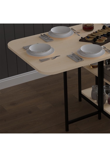 Metal Ayaklı Katlanır Mutfak Masası Km-31 Akçaağaç Akçaağaç