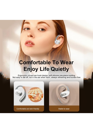 Jeemson Beyaz Kulaklıklı Açık Tip Spor Bluetooth Kulaklık - 13mm Membran, Enc Gürültü Engelleme, 7 Saat Pil Süresi, Ipx5 Su Geçirmez, Bt 5.4