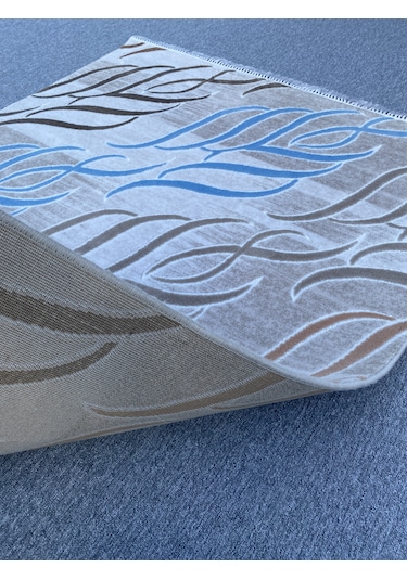 Mavi Vizon Gül Kurusu Kesme Halı 150x175 Saçaklı Akrilik Halı