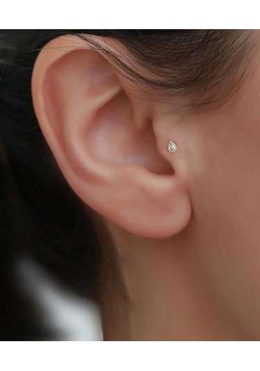 14 Ayar Altın Damla Taştragus Piercing Sarı Altın