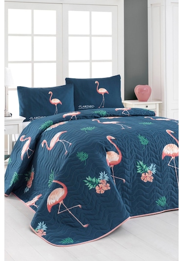 Enlora Home Kapitone Yatak Örtüsü Seti Çift Kişilik Bigfilamin Laci Lacivert