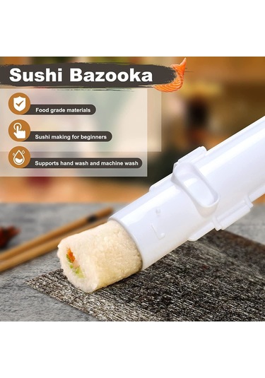 Suşi Makinesi 27 6 Cm Beyaz , Suşi Bazukası, Kendin Yap Suşi Makinesi Sebze, Et, Sarma Aleti, Mutfak Aksesuarları, Suşi Aletleri Diğer