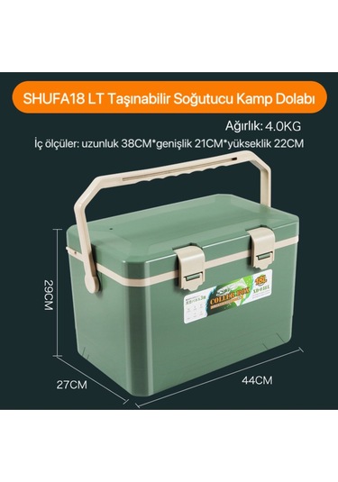 18 Lt Taşınabilir Soğutucu Kamp Dolabı Yeşil
