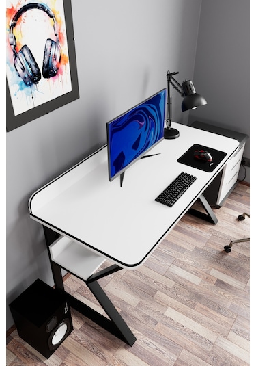 Pulsar Oyuncu Masası Çalışma Ofis Masası Gaming Masa Beyaz