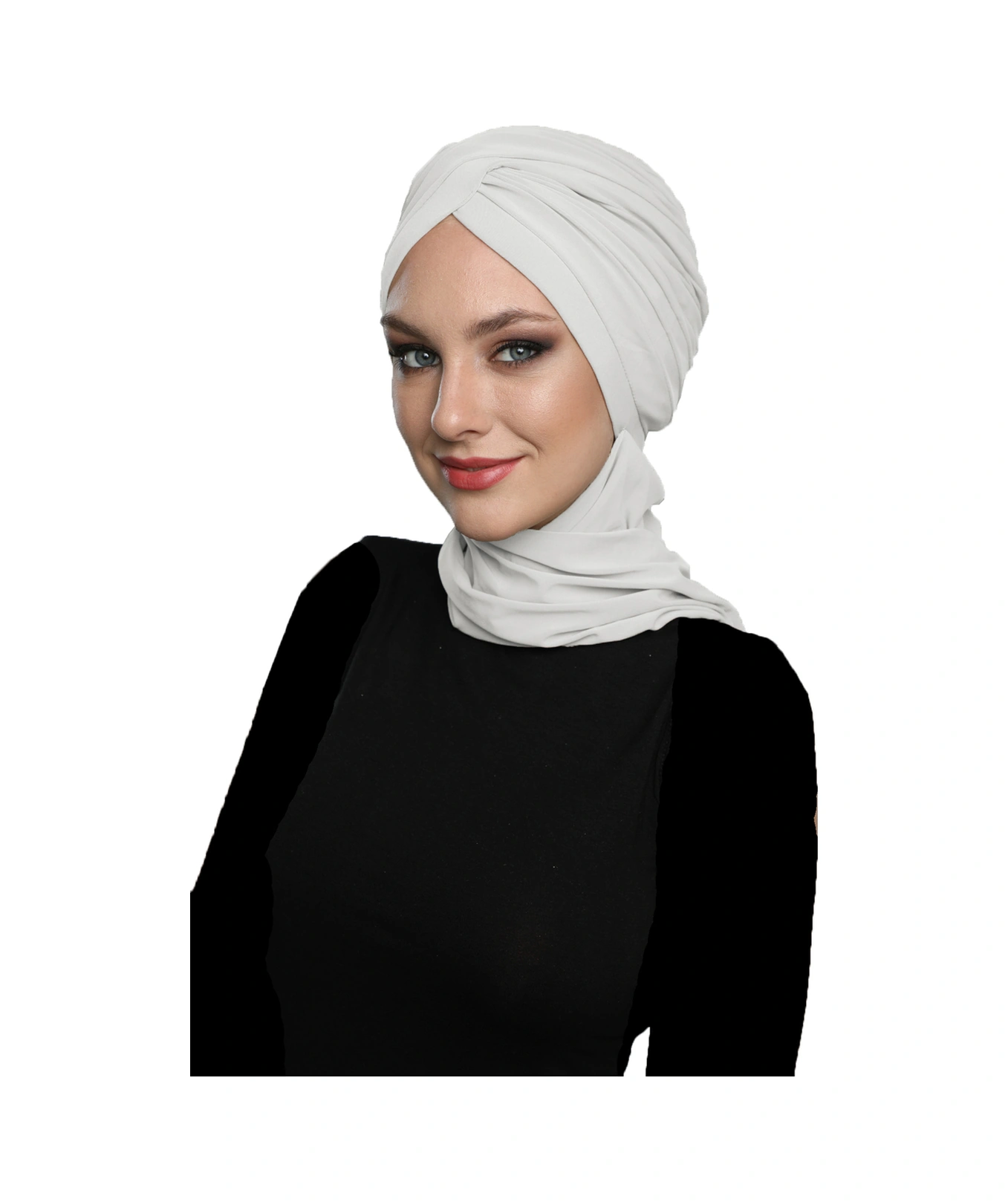 Çapraz W Atkılı Krem Hazır Türban Tesettür Bone Krem