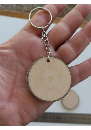 100 Adet Boyanabilir Hediyelik Anahtarlık Kütük Dilimi 3-5 Cm Boş