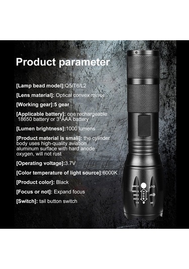 Jeemson Dört Renkli Sarı+turuncu+buz Mavisi+pembe Led Fotoğraf Makinesi Işığı, Teleskopik Odaklanabilir, 1000 Lumens, Uç Düğme Anahtarı, Uçak Alüminyum Gövde Siyah