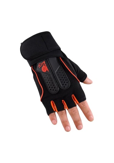 Happychildhood Profesyonel Yarım Parmak Spor Eldiveni Siyah - Kırmızı - Gri
