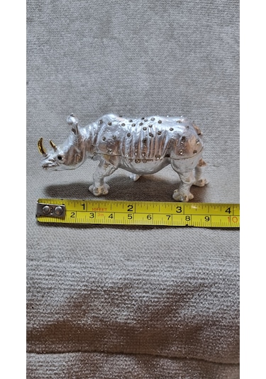 Zirkon Taşlı Emaye Gergedan Kutu Biblo 001