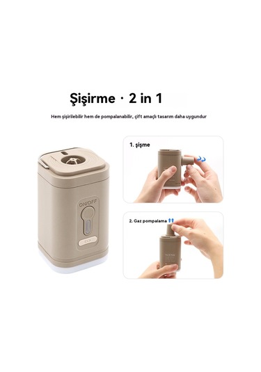 Açık Hava Şişirme Pompası Kullanışlı Ve Kompakt Yüksek Güçlü Pompalama Pompası Kamp Kamp Işıkları İle Pompalama Pompası