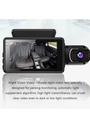 Mufunye 1080p Dvr Dash Kamera Ön Ve İç Çift Kamera Araba Dash Kamerası 3 İnç Ips Ekran Gece Görüşlü Sürüş Kaydedici 170 Geniş Açı G-sensör Park Monitörü Döngü Kaydı