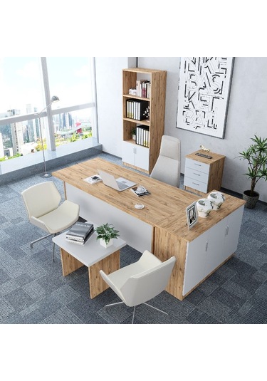 Bubble 5'li Ofis Takımı  Model 5 Çam Beyaz