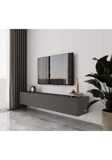 Capella Gri Mdf Country 4 Kapak Duvara Monte 160 Cm Tv Ünitesi