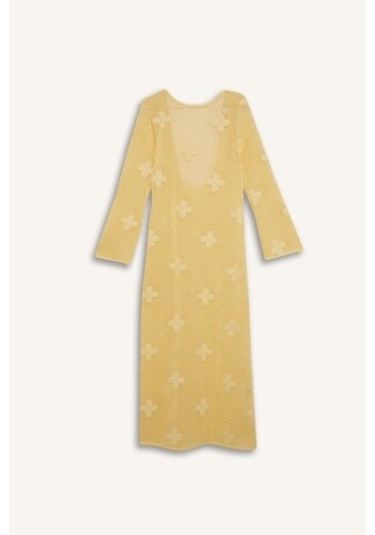 Defacto Regular Fit Uzun Kollu Dantelli Maxi Plaj Elbisesi-fall İn Love E0603ax25smyl118 Sarı