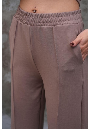 Elaxi Modal Kumaş Slim Fit Kapüşonlu İkili Takım VİZON