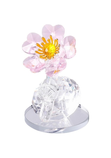 Şeffaf Taban Mini Cam Çiçek Heykeli Süsü Yapay Çiçek Figürin Yıl Dönümü Style 28