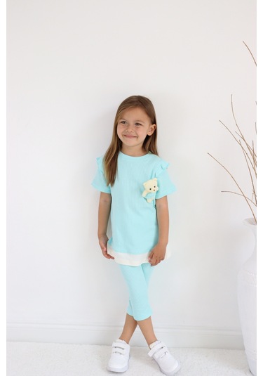 Kız Çocuk Ayıcık Oyuncaklı Kaprili Yazlık Basic Takım 2-5 Yaş 001