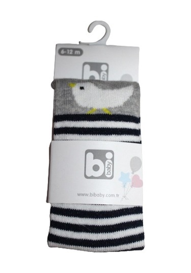 Bibaby Desenli Külotlu Çorap 68312 Gri Kuş