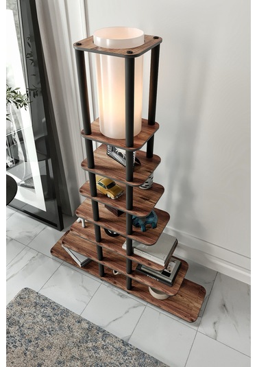 Sierras Raflı Lambader Ceviz Şapka Rengi