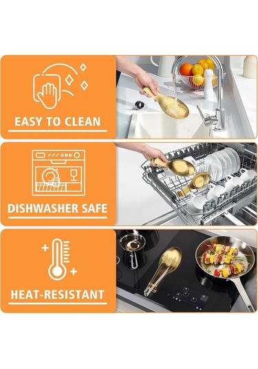 Geeroyoo Altın Paslanmaz Çelik Kaşık Tutucu - Mutfak Düzenleyici 9.5x24.4 Cm Altın