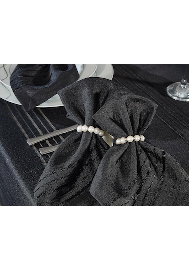 Corvver 26 Parça Dertsiz Masa Örtüsü Takımı Siyah Siyah