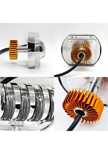 Motosiklet Elektrikli Araç Genel Modifikasyon Led Far 4 Boncuk Çift Lens Lambaları, Stil: Buz Mavisi Diyafram+kırmızı Şeytan Gözü