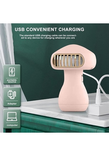 Ofis Kampı Dış Mekan, Pembe Için 500 Mah Pil Usb Şarj Edilebilir Fan 4384 Pembe
