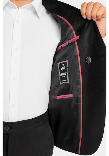 Erkek Suet Blazer Ceket Şık Düğmeli Takım Elbise Üstü Slim Fit Model Siyah