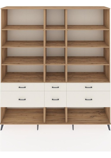 Hyperion Dolap 12 Raflı 6 Çekmeceli 220x44x243 Çam-çam/aytaşı Atlas Çam/aytası