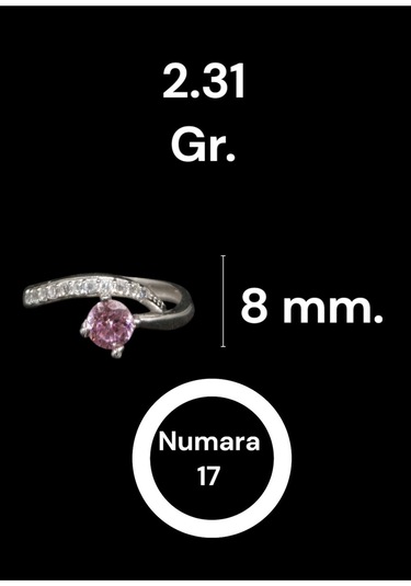 Zarif Pembe Tek Taşlı Kadın Gümüş Yüzük Şıklığı Ve Zarafeti Bir Arada" Gümüş