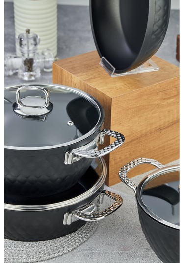 Cooker 7 Parça 4 Mm Özel Titanium Serisi Kapaklı Granit Tencere Seti-silver Diğer