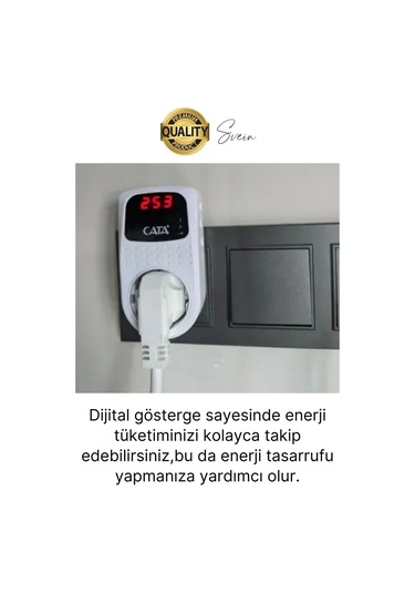 Premium Dijital Akım Korumalı Tekli Priz Tv Bilgisayar Led Göstergeli Ekran Çocuk 4000 Watt Güvenli