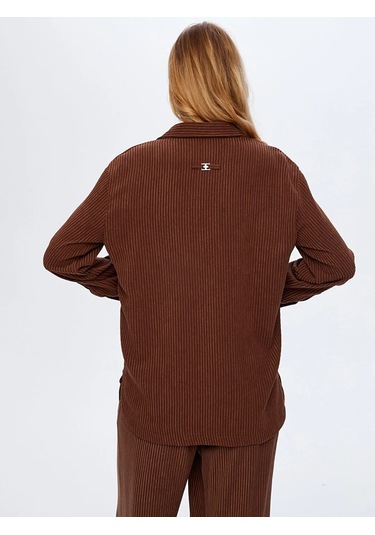 Faik Sönmez Kendinden Dokulu Şönil Kadın Tunik W26tnk013 Kahverengi