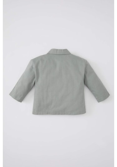Defacto Kız Bebek Cepli Gabardin Uzun Kollu Gömlek B9654A524SPGN1102 Yeşil