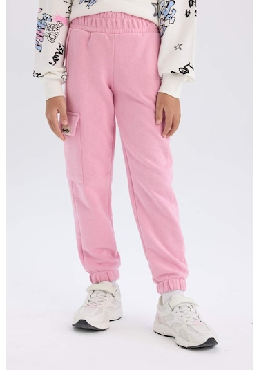 DeFacto Kız Çocuk Kargo Cepli Beli Paçası Lastikli Jogger Eşofman Altı D2872A824WNPN445 Pembe
