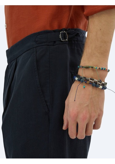 Lacivert Dokuma Carrot Fit Casual Bermuda Lacivert