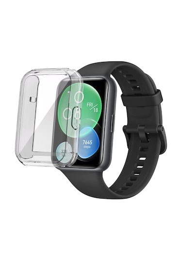 Huawei Watch Fit 2 Uyumlu Şeffaf Silikon Kasa Ve Ekran Koruyucu