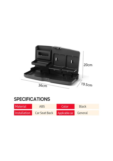 Singree Araç İçin Katlanabilir Büyük Boy Sırt Dayama Bardaklık - Siyah Plastik