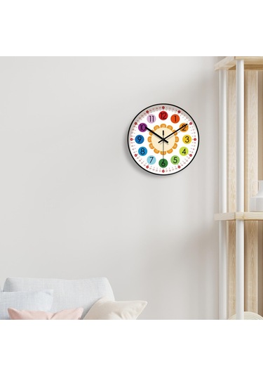 Homyl Çocuklar Duvar Saati Zamanı Söyleyen Öğretim Benzersiz ÇOk Renkli