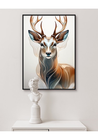 Tablo Ahşap Çerçeveli Tablo Çerçeveli Poster Geyik Tablosu Hayvan Temalı Tablo