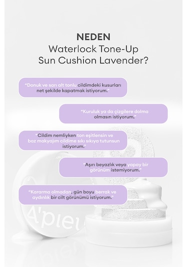 Missha Apieu Waterlock Tone Up Sun Cushion Lavender SPF50+Pa++++ 13 G