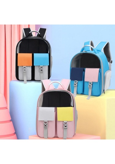 Evcil Hayvanlar Renkli Çift Omuz Çantası Kediler Ve Köpekler Kapsül Sırt Çantaları Taşıma Gezisi Model 6 Mavi