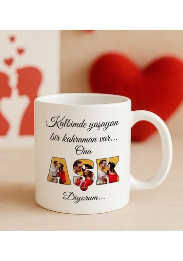 Bk Gift Kişiye Özel Fotoğraflı Aşk Tasarımlı Beyaz Kupa Bardak-2, Arkadaşa Hediye, Sevgiliye Hediye, Doğum Günü Hediyesi Kobitmeyencom34664 Bk Gift